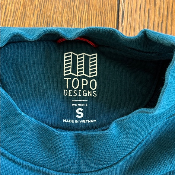 Topo Designs Pullover Sweatshirt Women’s Size S Blue Crop Fit Long Sleeve - Picture 3 of 6